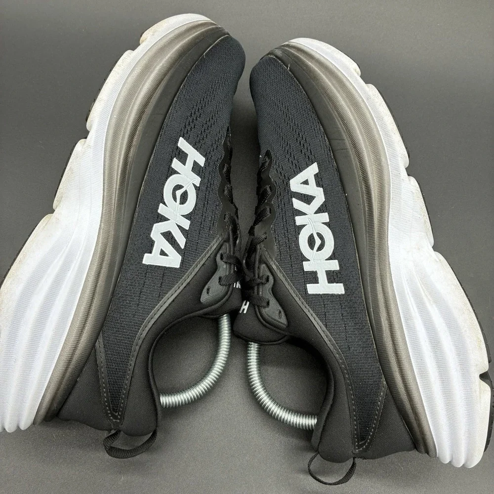 Hoka Bondi 8 Running Shoes Women's 9.5B Black White Cushioned Sneakers